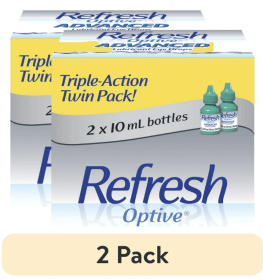 (2 pack) Refresh Optive Advanced Lubricant Eye Drops Preserved Tears, 20 ml, 2 Bottles