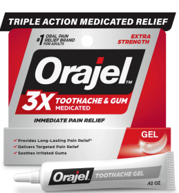 Orajel 3X Medicated Toothache & Gum Pain Gel, Immediate Pain Relief, Extra Strength, 0.42 oz