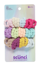 Scunci Girls Ponytail Holder Hair Ties, Multicolor, 40 Count