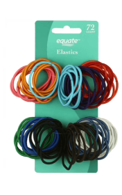 Equate Elastics, Ponytail Holder Hair Tie for Fine Hair,Girls,Assorted Colors, 72 Count