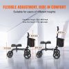 VEVOR Folding Knee Scooter, Carbon Steel Steerable Knee Walker with Height-Adjustable Handlebar & Knee Pad, All-Terrain Solid Wheels, Dual Brakes