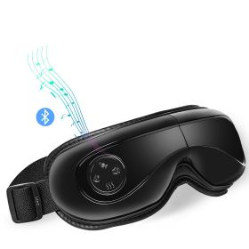 VEVOR Heated Eye Massager Eye Care Device 5 Modes Bluetooth Music 180Â° Foldable (Color: Black, Control Type: Push-button)