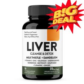 Liver Cleanse & Detox Capsules, Multivictamin, Milk Thistle, Dandelion, Turmeric, Ginger Extract, Beet, Zinc, Vitamin E, Selenium, Grape Seed, He (Option: One bottle)