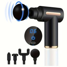 Random Color Fascia Gun Household Portable Muscle Relaxer USB Rechargeable Small Massager Mini Fascia Gun (Color: Black)